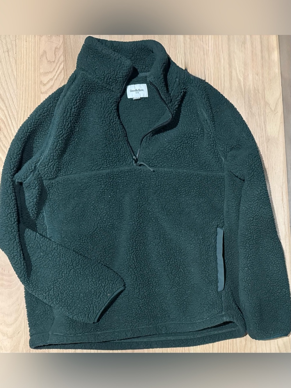 Goodfellow & Co Men’s Sherpa Fleece Quarter Zip Pullover Green Size L